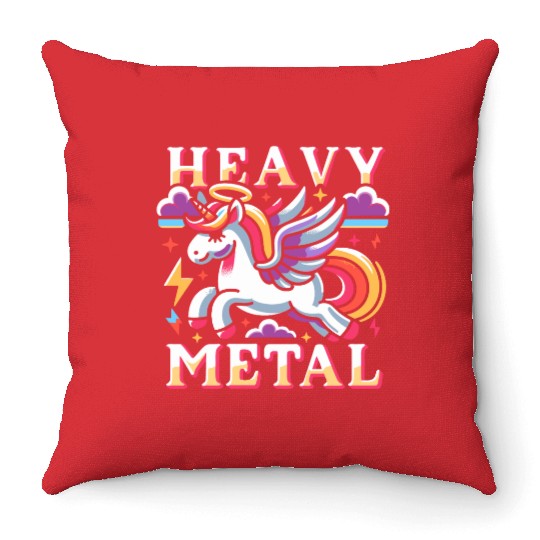 Heavy Metal Unicorn Throw Pillows