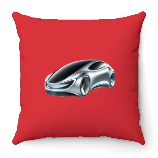 Silver and Black Futuristic Car Throw Pillows