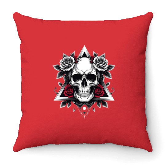 Gothic Skull & Roses Aesthetic Throw Pillows