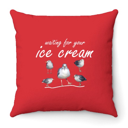 ice cream seagull sea sailing coast ocean Throw Pillows