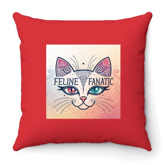 Feline Fanatic Throw Pillows - Cat Lover Throw Pillows - Unique Ca