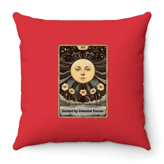 Vintage Tarot Card The Planet Throw Pillows