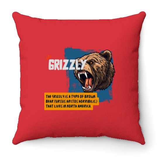 grizzly Throw Pillows