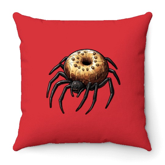 Donut Spider Funny Creative Motif Throw Pillows