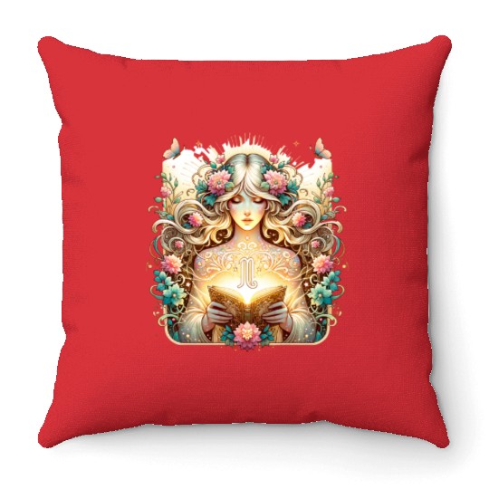 Virgo - Starlit Goddess of Purity Throw Pillows