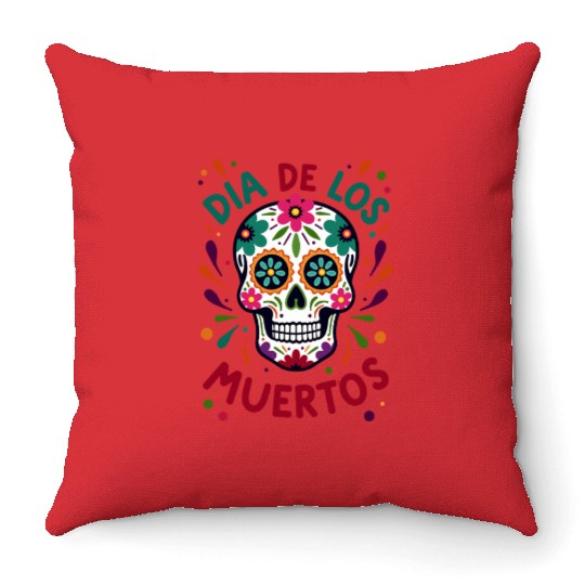 Mexico Día de los Muertos Skull Throw Pillows
