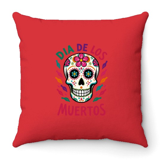 Mexico Día de los Muertos Skull Throw Pillows