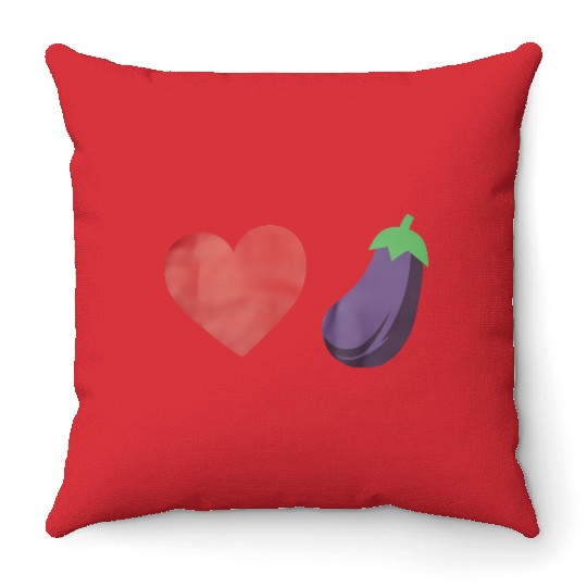 Love Eggplant Funny Gay LGBTQ Pride Throw Pillows