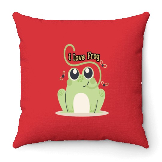 i love frog Throw Pillows