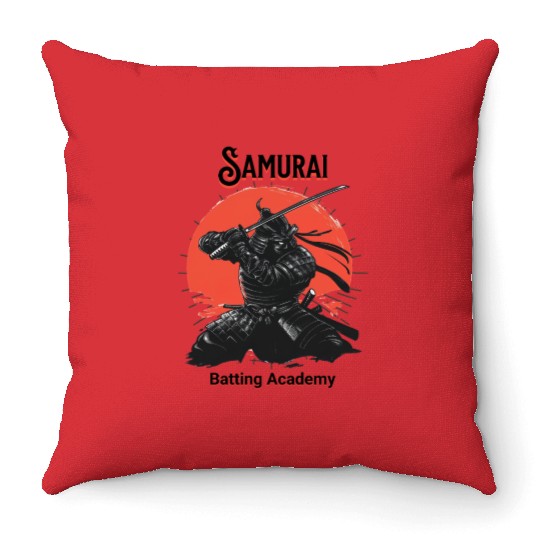 Samurai batting academy Throw Pillows