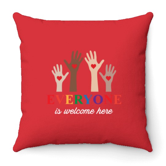 Everyone Is Welcome Here Idaho Teacher Throw Pillows