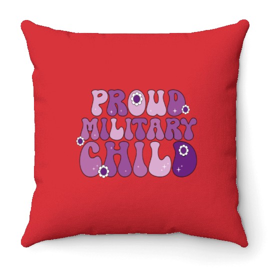 Groovy Proud Military Child Retro Mom Girl Throw Pillows