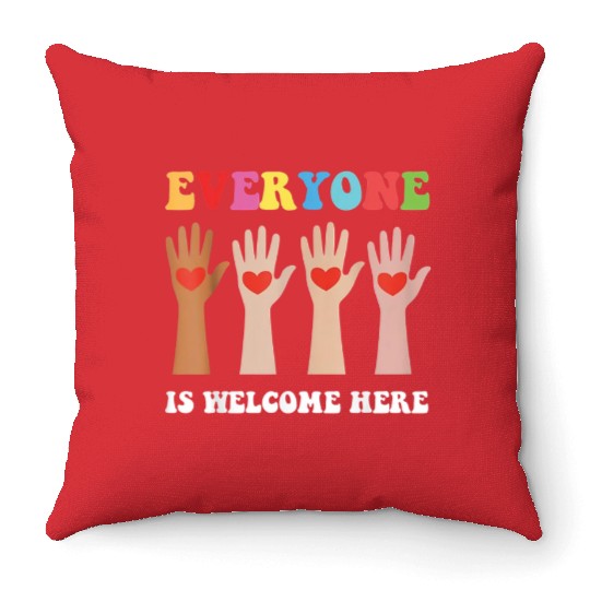 Everyone Is Welcome Here Idaho Teacher Throw Pillows