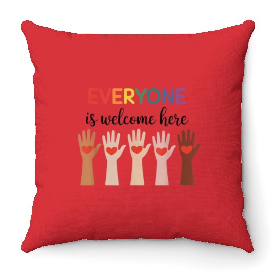 Everyone Is Welcome Here Idaho Teacher Throw Pillows