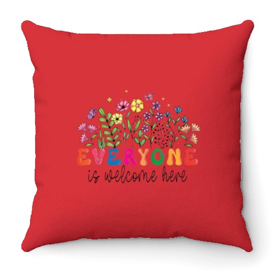 Everyone Is Welcome Here Idaho Teacher Throw Pillows