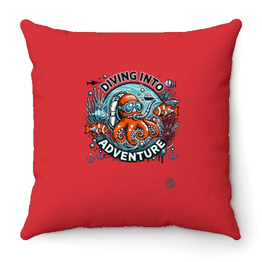 Diving Into Adventure – Octopus Diver Throw Pillows