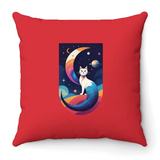 Celestial Cosmic Cat Throw Pillows