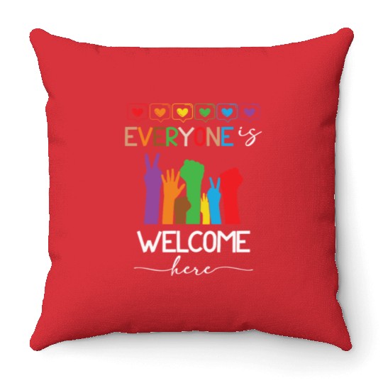 Everyone Is Welcome Here Idaho Teacher Throw Pillows