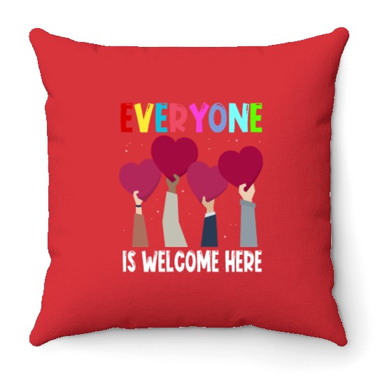 Everyone Is Welcome Here Idaho Teacher Throw Pillows