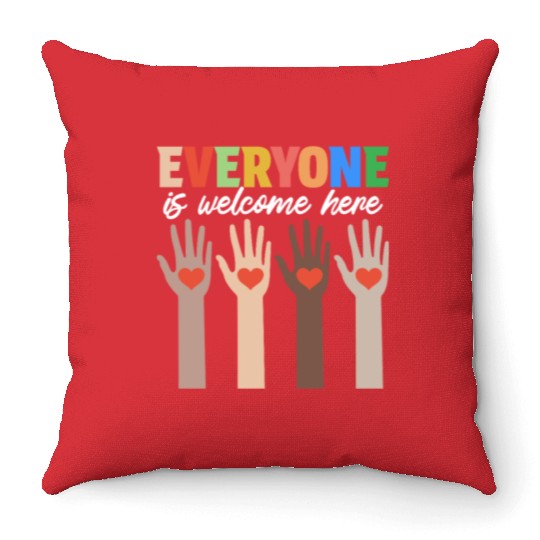 Everyone Is Welcome Here Idaho Teacher Throw Pillows