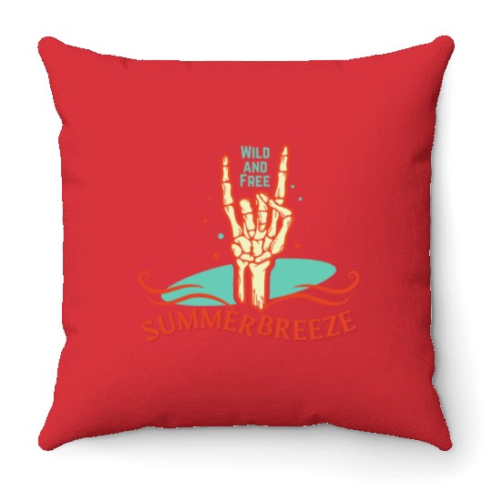 Wild And Free Summer Breeze Skeleton Hand Throw Pillows