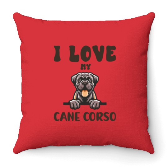 I Love My Cane Corso Throw Pillows