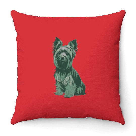 Charming Yorkshire Terrier Portrait for Dog Lovers Throw Pillows