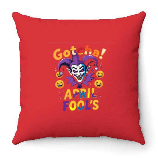 "Gotcha! April Fool’s – Funny Jester & Prank Throw Pillows