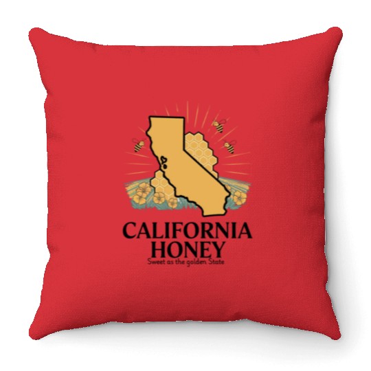 California honey sweet as the golden state Throw Pillows
