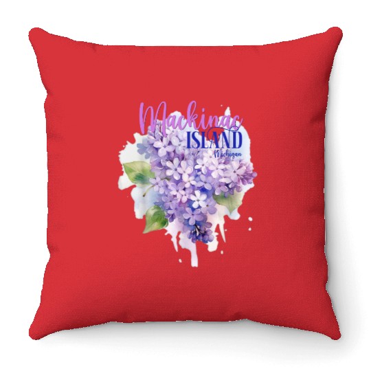 Mackinac Island Michigan Lilacs Lilac Festival Sta Throw Pillows