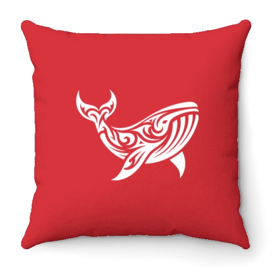 Elegant Giant Whale T Tattoo Style Throw Pillows