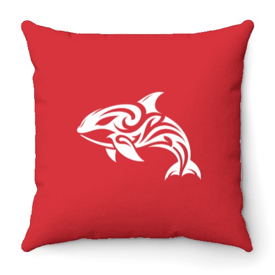 Sleek Elegant Orca T Tattoo Style Throw Pillows