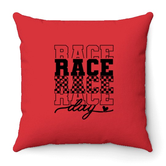 Race Day Racing Season Throw Pillows
