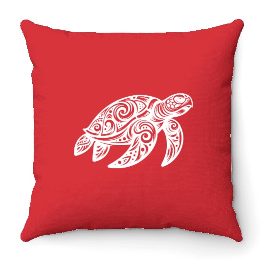 Ornamental Beauty Of A Sea Turtle Throw Pillows