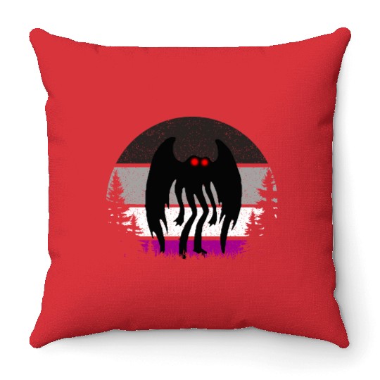 Retro ACE Mothman Asexual Pride Point pleasant Cry Throw Pillows