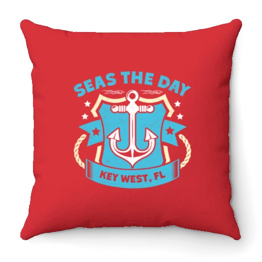 Key-West SEAS A DAY KEY-WEST SEAS Yachting Throw Pillows