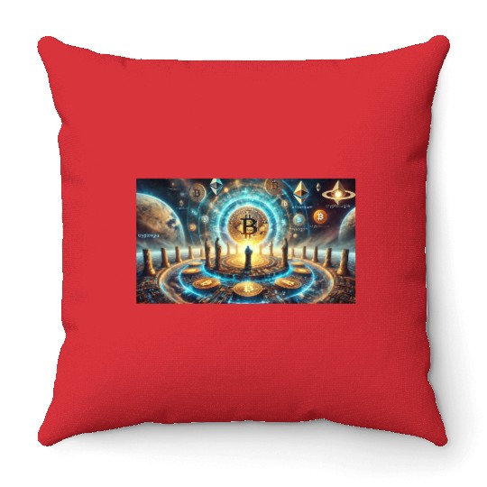 Bitcoin World Throw Pillows