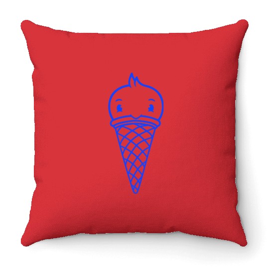 Bird Ice Cream Waffle Scoops Summer Yummy eating Throw Pillows