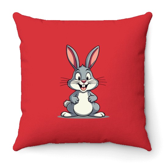 Funny Easter Bunny Cute Bunny Easter Throw Pillows