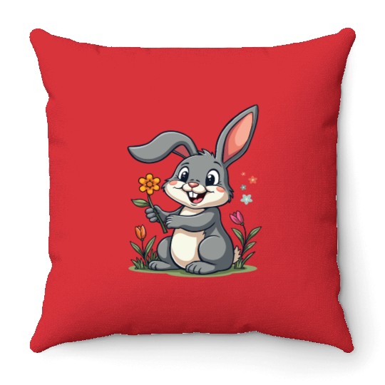 Funny Easter Bunny Cute Bunny Easter Throw Pillows