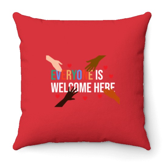Everyone is welcome here Idaho Teacher Throw Pillows