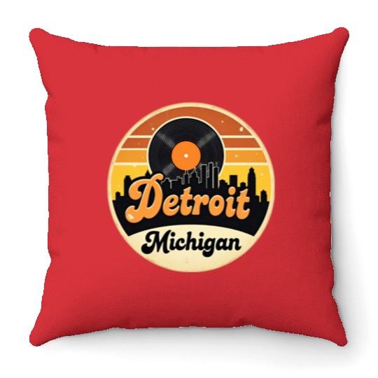 Detroit Souvenir and Travel Gift Idea Throw Pillows