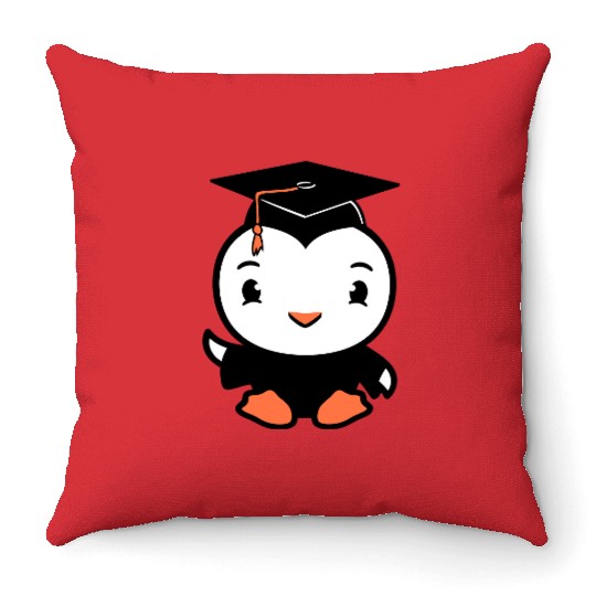 Bird School College Graduation Hat Education Cute Throw Pillows