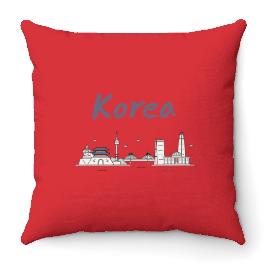 Korea | Minimalist Korean Aesthetic Typography Des Throw Pillows