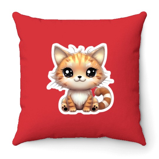 Kawaii Cat 2 Throw Pillows