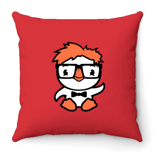 Duck Nerd Geek Smart Horn-Rimmed Glasses Greeting Throw Pillows