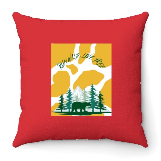 RUN WILD, LIVE FREE Throw Pillows