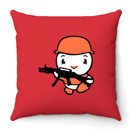 Duck Soldier Army Professional Soldier Helmet Cute Throw Pillows