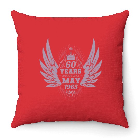 60th birthday angel wings unique since May 1965 Throw Pillows