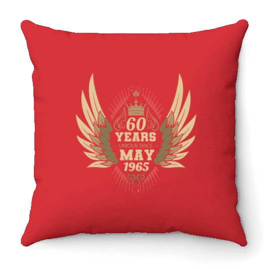 60th birthday angel wings unique since May 1965 Throw Pillows